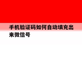 手机验证码如何自动填充出来微信号的简单介绍