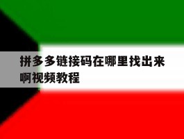 拼多多链接码在哪里找出来啊视频教程的简单介绍