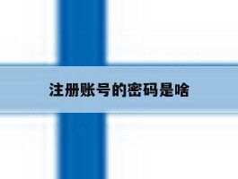 注册账号的密码是啥