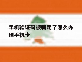 手机验证码被骗走了怎么办理手机卡