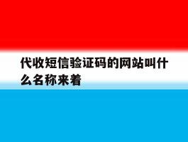 代收短信验证码的网站叫什么名称来着