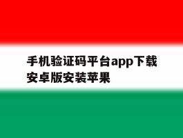 手机验证码平台app下载安卓版安装苹果
