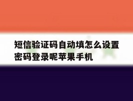 包含短信验证码自动填怎么设置密码登录呢苹果手机的词条