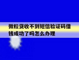 微粒贷收不到短信验证码借钱成功了吗怎么办理的简单介绍