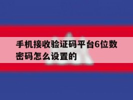 手机接收验证码平台6位数密码怎么设置的