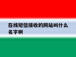 在线短信接收的网站叫什么名字啊