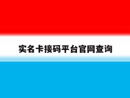 实名卡接码平台官网查询