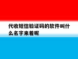 关于代收短信验证码的软件叫什么名字来着呢的信息