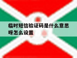 临时短信验证码是什么意思呀怎么设置
