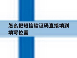 怎么把短信验证码直接填到填写位置