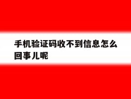 手机验证码收不到信息怎么回事儿呢