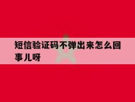 短信验证码不弹出来怎么回事儿呀