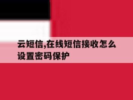 云短信,在线短信接收怎么设置密码保护