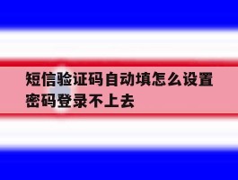 短信验证码自动填怎么设置密码登录不上去