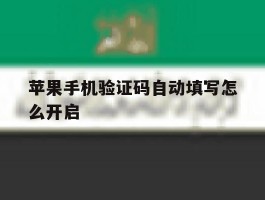 苹果手机验证码自动填写怎么开启