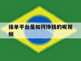 接单平台是如何挣钱的呢视频