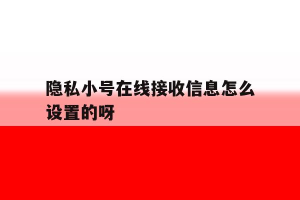 隐私小号在线接收信息怎么设置的呀 隐私小号在线接收信息怎么设置的呀